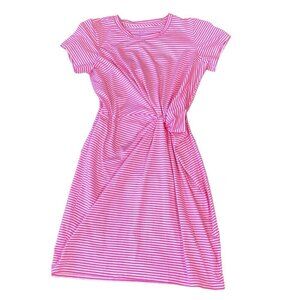 Vineyard Vines Pink Striped Sankaty Twist Front Tee-Shirt Dress M #295F